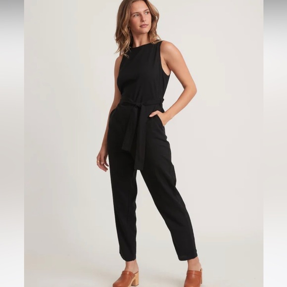 Marine Layer Pants - NEW! Marine Layer Eloise Belted Jumpsuit Black Size Small